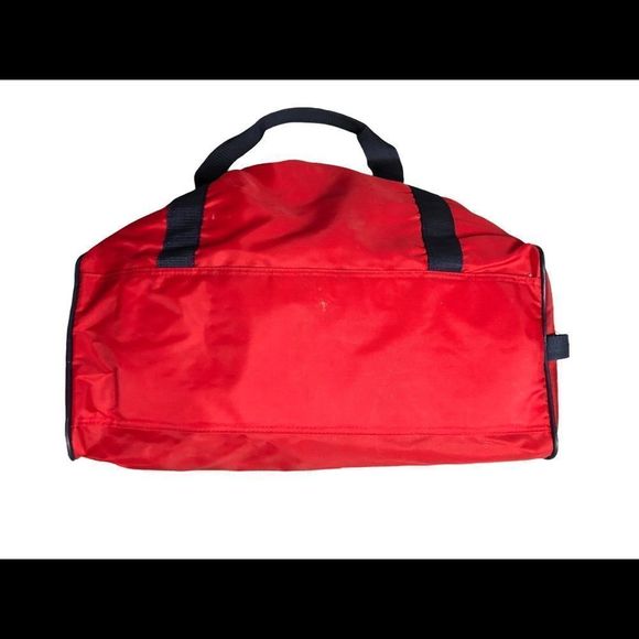 Vintage 80s 90s Adidas Duffle Bag Gym Travel Retro Spellout Mega Red Duffel - Picture 7 of 8